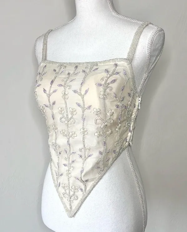Vintage Silk Beaded Top Purple - Image 3