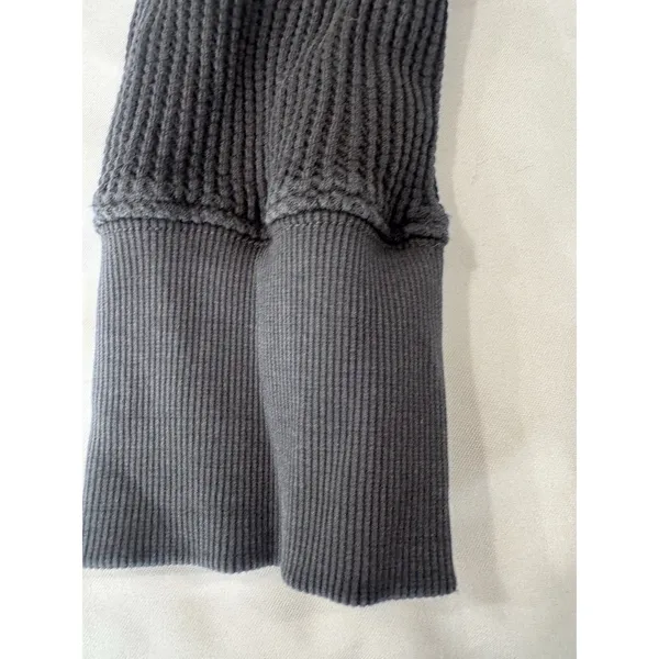 Faherty Womens Apres Organic Cotton Waffle Knit Henley Top Dark Gray Size Large - Image 4