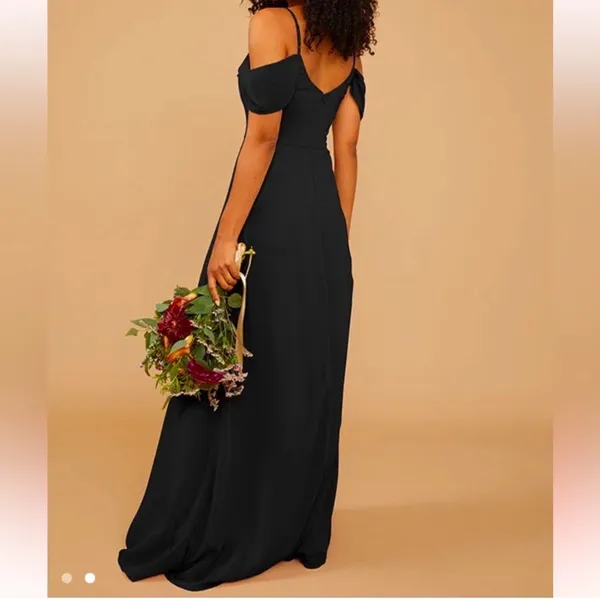 NWT Vow’d CHIC CHIFFON ARBOR DRESS black off the shoulder size 2 wedding - Image 2