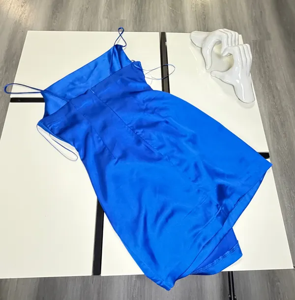 Zara Royal Blue Satin Cowl-Neck Mini Dress - Size Small 💙 - Image 17
