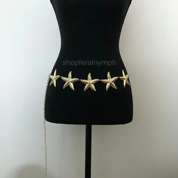 Vintage Y2K Mermaidcore Gold Starfish Chain Belt, Fits 13–44 Inches, X7GA1161 - Image 5