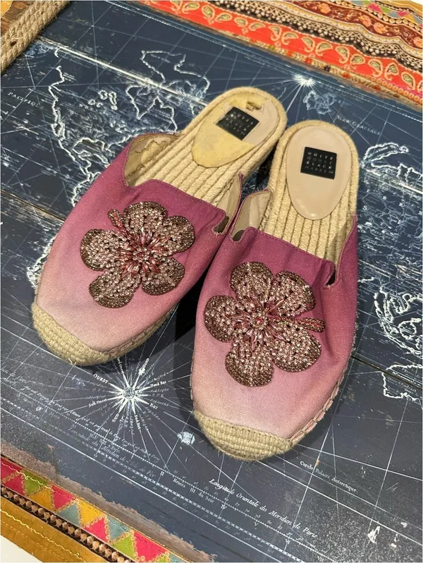 White House Black Market Floral Beaded Ombre Espadrilles – Pink Sunset – Size 7 - Image 3