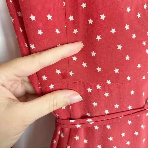 Realisation Par • The Alexandra wrap silk mini dress Red Star print ruffled - Image 15