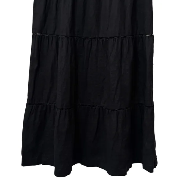 Saks Fifth Avenue 100% Linen Black Tiered Pull On Skirt Coastal Resort Travel XS - Image 7