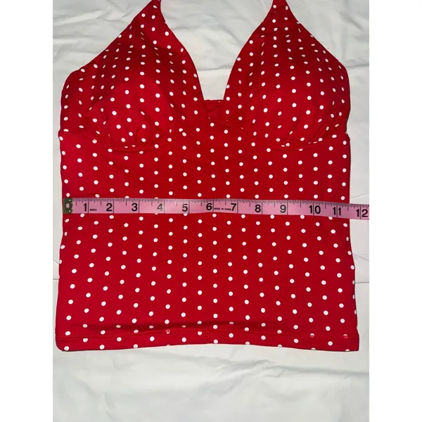 Red White‎ Polka Dot Halter top with removable pads Size XS - Image 4