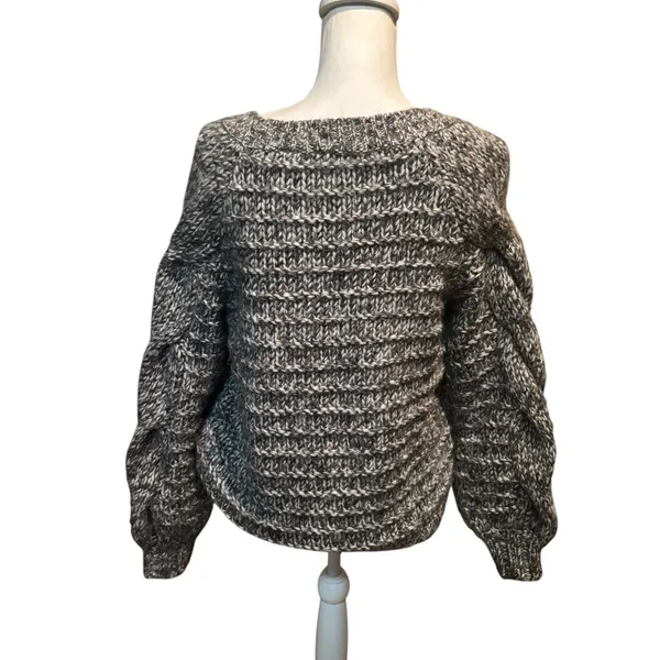 Gap Womens Chunk Knit Sweater Size S Gray Pullover Long Sleeve Angora‎ Fisherman - Image 2