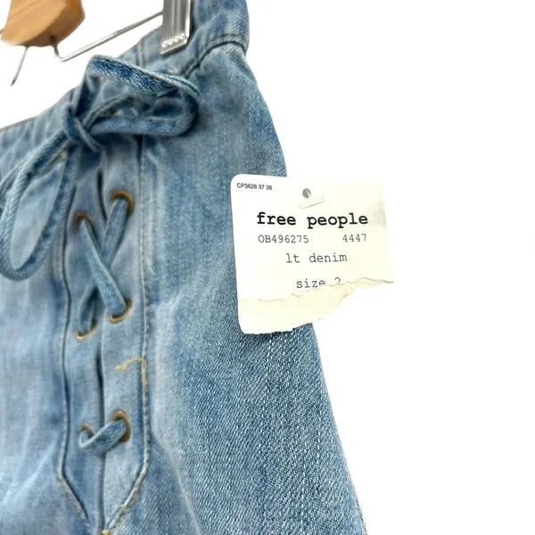 Free People Denim Lace Up Skirt Light Denim Size 2‎ - Image 7