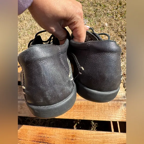 Hush Puppies Malibu Black Leather Sneaker‎ Walking Shoe 10N - Image 2