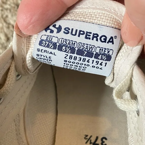 SUPERGA Cotu Classic‎ Canvas Sneaker Off-White Size 7 - Image 6