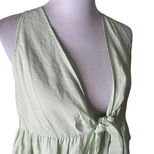 ZARA Tied Peplum Crop Top Womens M Pastel Green Plunging V Neck Festival NEW - Image 5