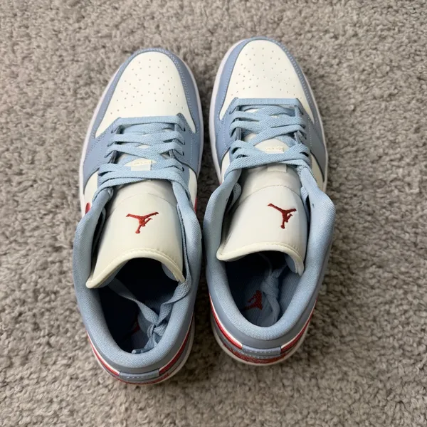 Nike Womens Air Jordan 1 Low Sail Dune Red Blue Grey DC0774-164 Size 12 - Image 3