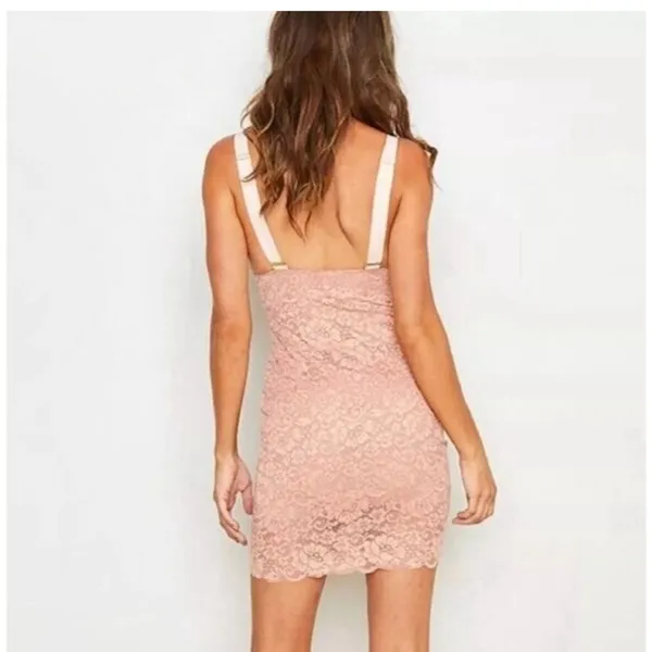 NWT We are‎ Hah x Free People Tight Squeeze Lace Dress Copper Rose XS $188 - Image 4