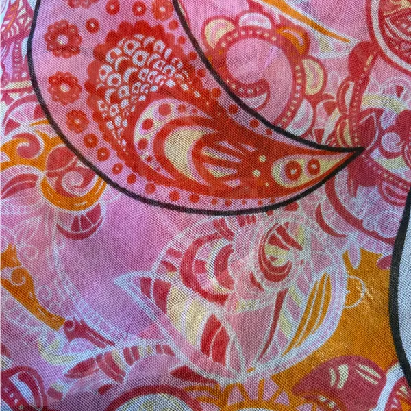 Beautiful Pink Flowy Paisley Scarf Size Approximately 71 1/2” x 12” - Image 2