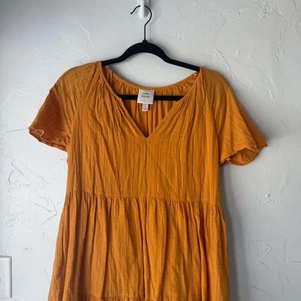 Knox Rose Orange Textured Tiered V Neck Short Sleeve Boho‎ Dress Size S - Image 2