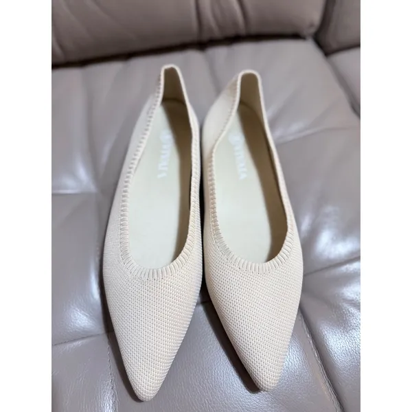 Vivaia Ballet Flats Aria 5.0 Pointed Toe Cream Ivory Knit Shoes Womens 43 - Image 3