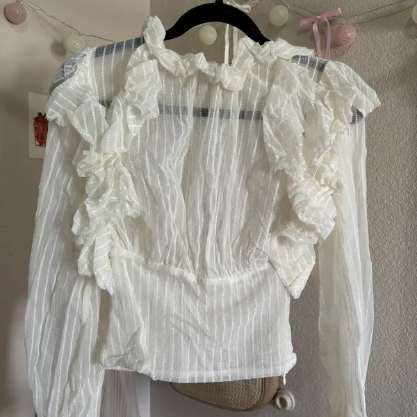 Babydoll Mesh Long Sleeve Top - Image 2