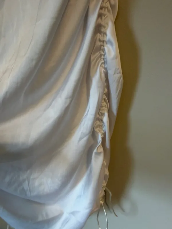 SHEIN White Satin Cowl Neck Ruched Slip Dress - Image 3