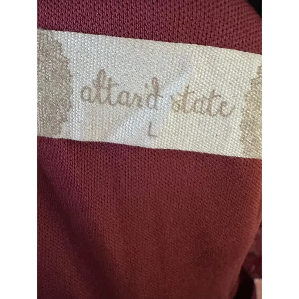 Altar'd‎ State Burgundy Floral Babydoll Mini Dress Square Neck Long Sleeve L - Image 6