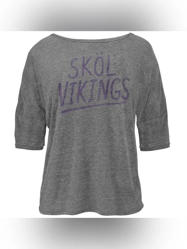 Junk Food Minnesota Vikings Game Day Oversized T-Shirt Gray Size Medium - Image 2