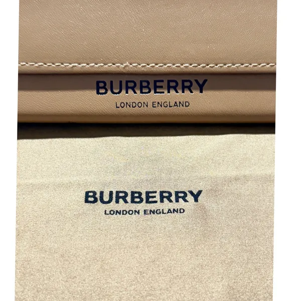 Burberry Sunglasses Case Tan Leather Triangular Hard Shell Case & Cloth - Image 2