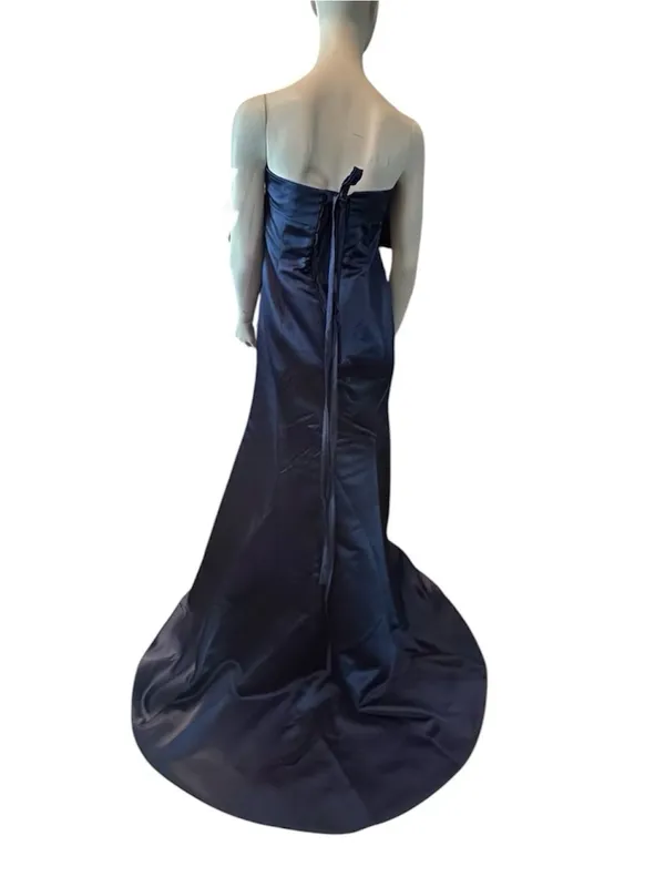 Wedding Dress Strapless Satin Bridesmaid Gown Navy Blue See Measurements NWT - Image 2