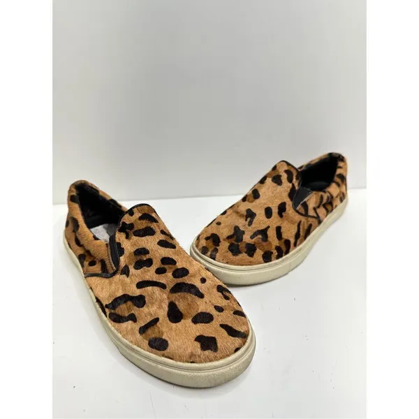 Steve Madden Sneakers Womens Size 7B Leather Upper Cow Hair Leopard Print‎ - Image 4