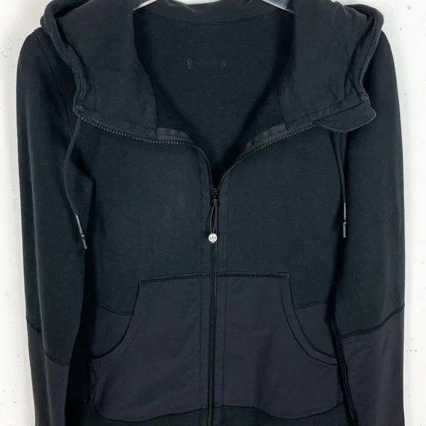 Lululemon Voyage Hoodie Stretch French Terry Yoga Boardshort Fabric Black 8 - Image 9