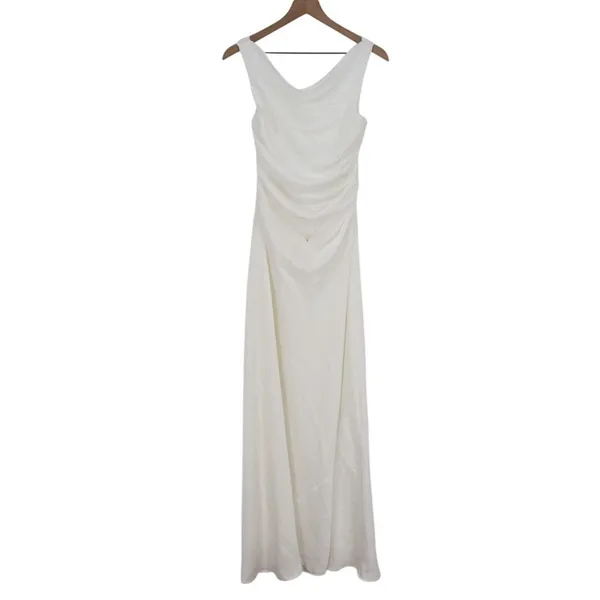 Lulus Effortlessly Sensational Maxi Dress Womens L White Satin Backless Back Zip - Image 2