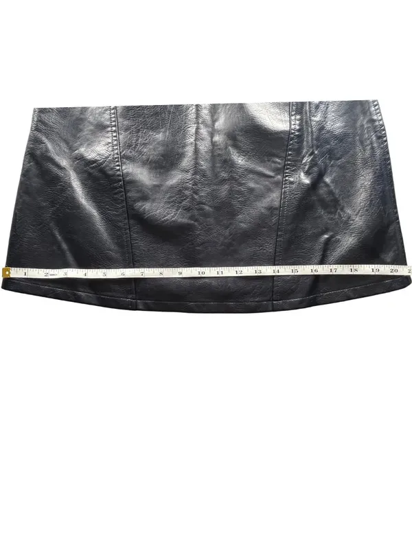 Zara Basic Faux Leather Mini Skirt Size S Dark Navy Blue Side Zip Textured - Image 9