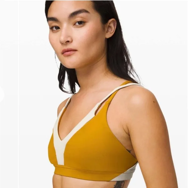 LULULEMON‎ New Ambition Sports Bra Fools Gold / Light Ivory Size 4 - Image 3