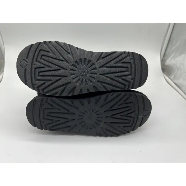 UGG Boots Womens Size 7 Black Suede Shearling Ankle Booties Rhinestone Logo - Image 10