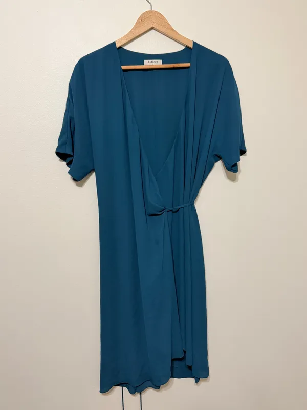 Aritzia Babaton Wallace Wrap Dress Teal Turquoise Size Large - Image 2