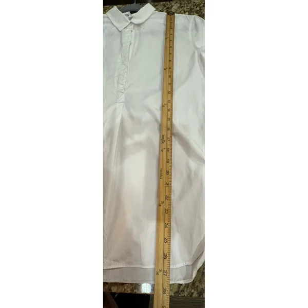 AYR Top Womens Small Half Placket‎ Button Front Long Sleeve White Poplin Tunic - Image 7