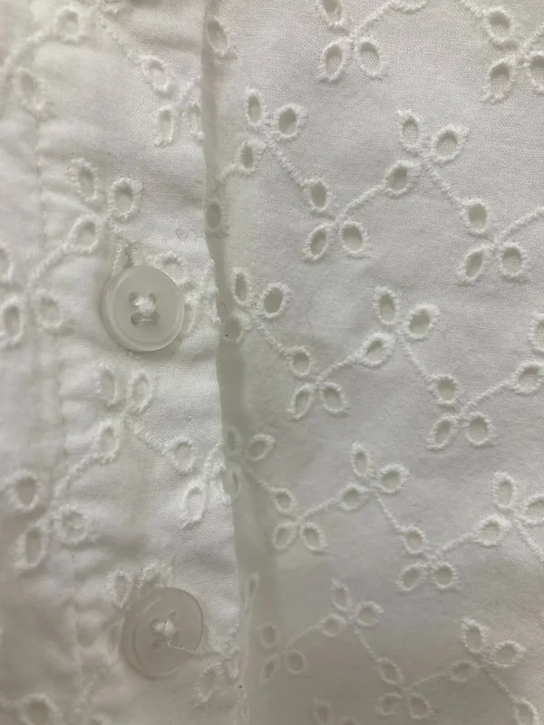 Hope & Henry 100% Organic Cotton Eyelet Lantern Sleeve V-Back Mini Dress 10 - Image 9