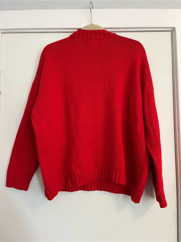 Sincerely Jules Red Crewneck Sweater with White Bow Christmas holiday valentine - Image 5