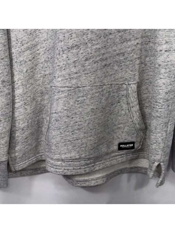Hollister Gray Marled Pullover Hoodie Medium - Image 3