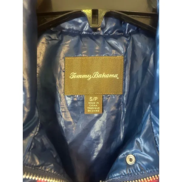 Tommy Bahama Blue Floria Estefan Aloha Full Zip Puffer Vest Size Small (5929) - Image 3