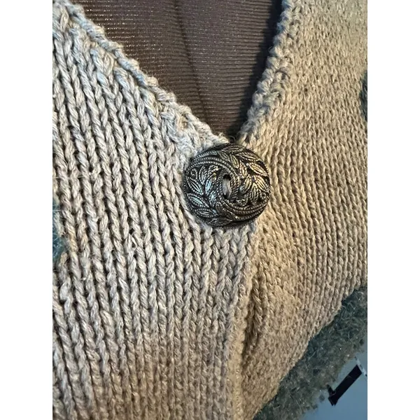 cardigan sweater trees fall landscape green gray Gold - Image 9