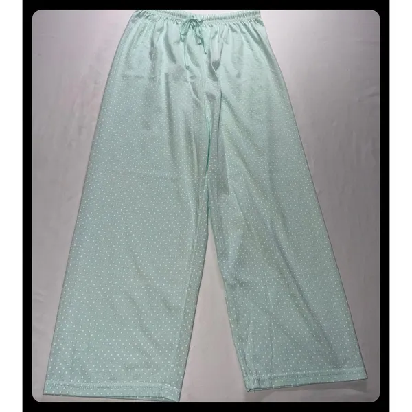Pink Label Pajama Set Womens Mint Green Polka Dot Lace Trim Sleepwear Small - Image 7