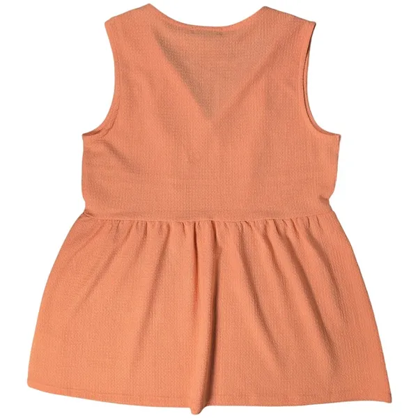 FRYE Cadmium Orange Textured Peplum‎ Tassel Tie Neck Tank Top Shirt Women's M - Image 2