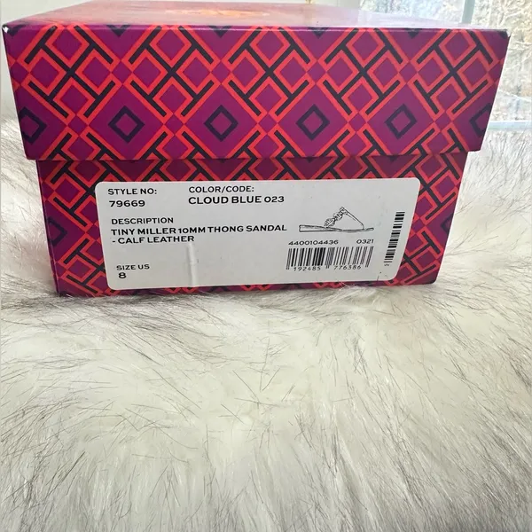 NIB Tory Burch Tiny Miller Leather Medallion Sandals In Cloud Blue $248 MSRP - Image 4