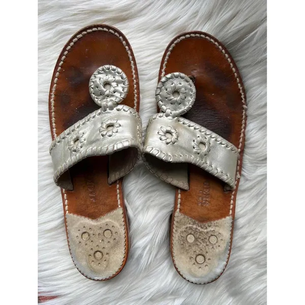 Jack Rogers Women's Gold Metallic Leather Sandals - Image 3