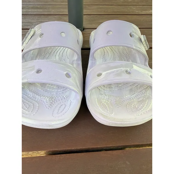 Crocs Classic Lavender Marbled Slide Sandals Iconic Comfort Purple Women Size 6 - Image 6