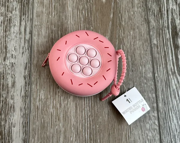 NWT Water Bottle Pouch In Pink w Fidget Poppers Zips Shut - Image 2