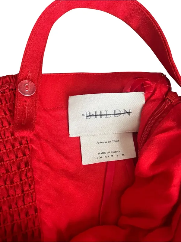 BHLDN Anthropologie Women’s Sage Sweetheart Stretch Crepe Red Midi Dress Sz M - Image 5