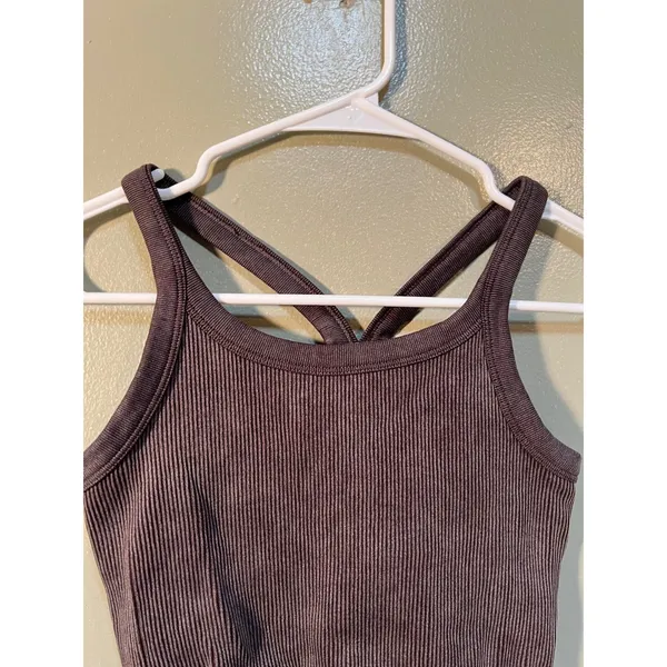 Harmony Balance Women's Size XS Y-Back Tank Top Ribbed Mocha Mineral Wash Brown - Image 2