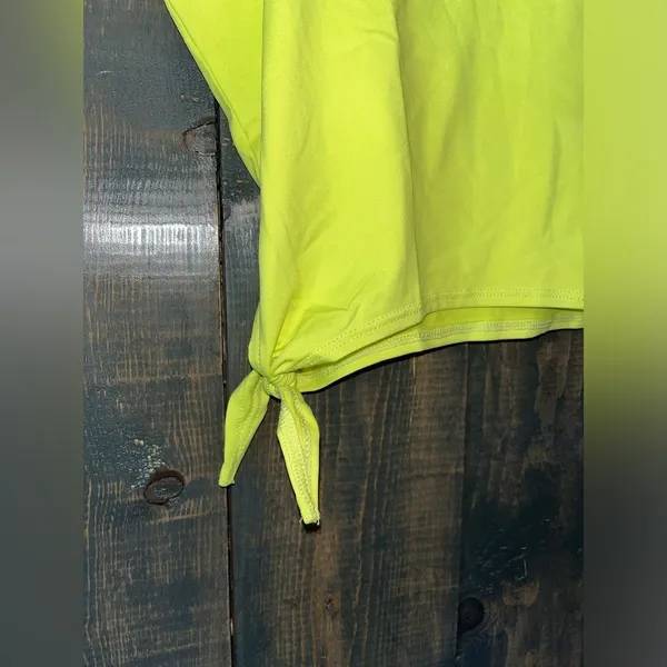 Kyodan Neon Yellow Athletic Crop Tank‎ Top with Side Ties Workout Activewear C26 - Image 5