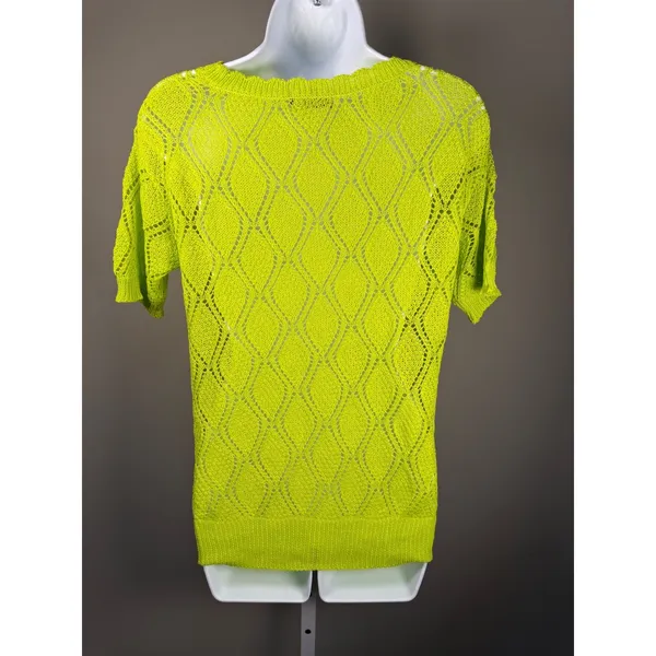 Vintage POL Neon Lime Open Knit Sweater Top Y2K‎ Indie Festival Grunge Fairy - Image 5