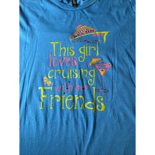 District Made Cruising with Friends T-shirt Women's XL Blue Graphic Print Top - Image 2