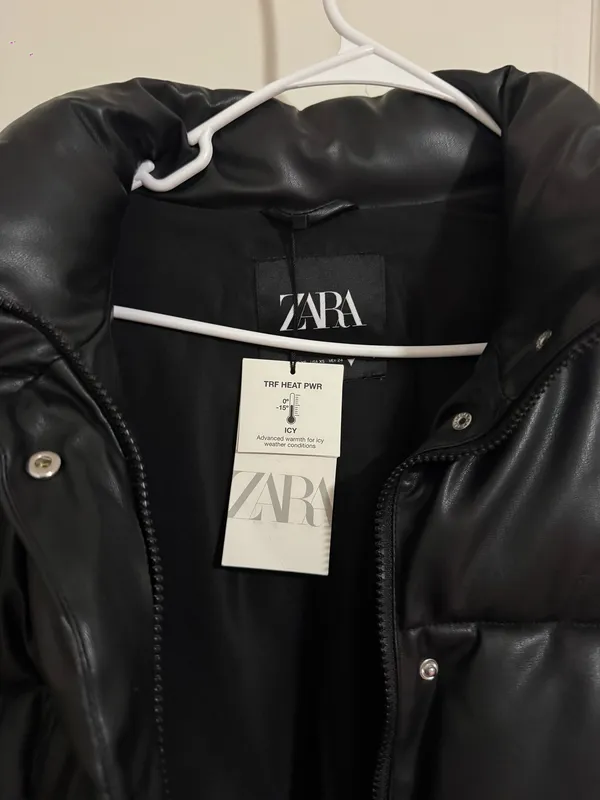ZARA Puffer Jacket Leather - Image 2